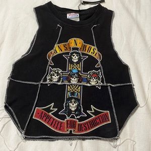 Breakfast with Cowboy Reworked Vintage band tee Tank Guns N Roses XXS